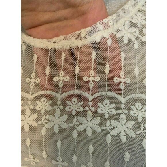 Zara Womens Solid White Lace Sheer Scoop Neck Fit Flare Tank Top Medium - Picture 3 of 6